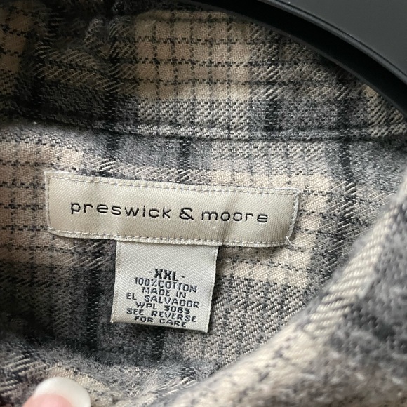 PRESWICK & MOORE Tan and black plaid shirt size XXL. - Picture 3 of 3